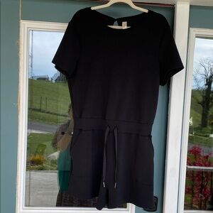 Spanx Black Short-Sleeve Drawstring Waist romper